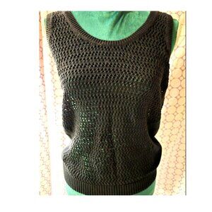 Banana Republic Black Mesh Crochet Sweater Tank Top Cover up Small